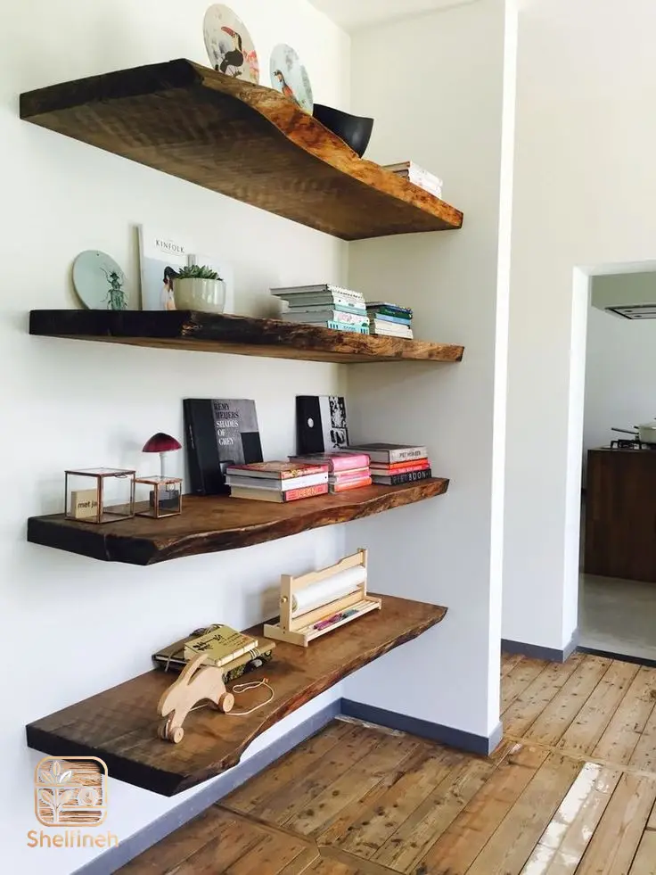 شلف چوبی ترکیب زیبایی و کاربردی در دکوراسیون داخلی