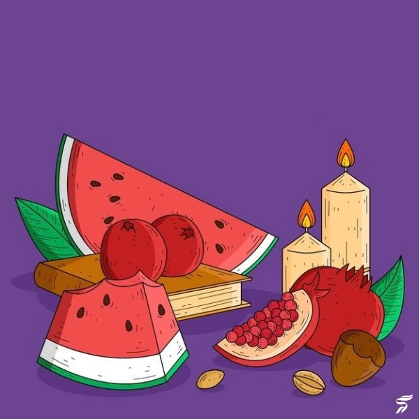 نقاشی شب یلدا برای کلاس چهارم، پنجم و ششم [30 نقاشی زیبا شب یلدا]