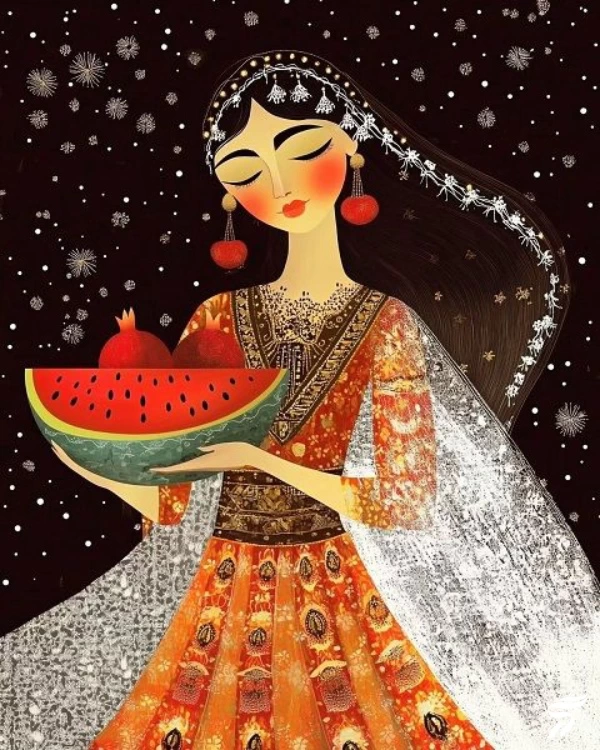 نقاشی شب یلدا برای کلاس چهارم، پنجم و ششم [30 نقاشی زیبا شب یلدا]