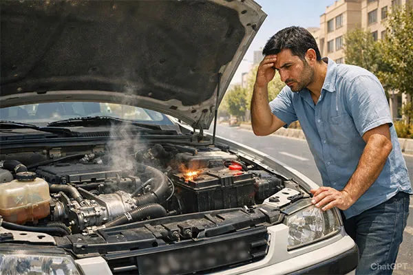 10 علت جوش آوردن باتری ماشین + راهکارهای فوری