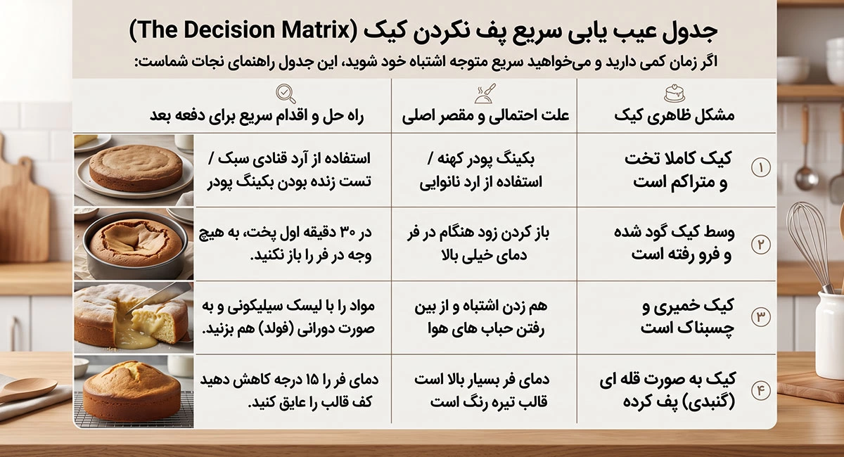 چرا کیک من پف نمی کند؟ (کالبدشکافی 7 اشتباه رایج + راز آرد قنادی)