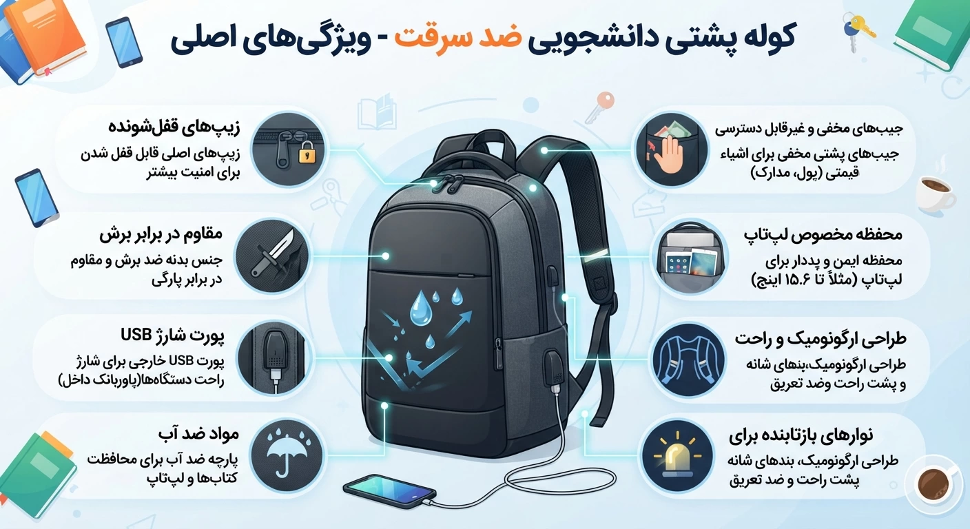 راهنمای خرید کوله پشتی دانشجویی &ndash; از مدل های ضدآب تا ضد سرقت